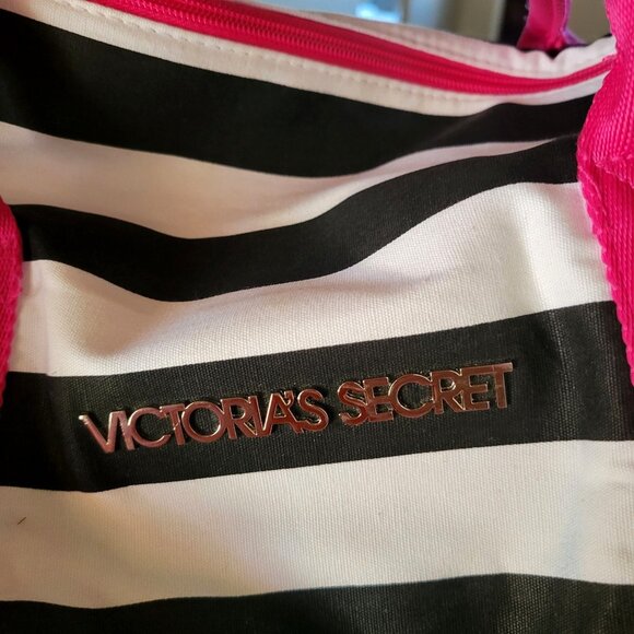 Victoria's Secret Weekender Striped Duffle Bag Adjustable Strap - Picture 7 of 11